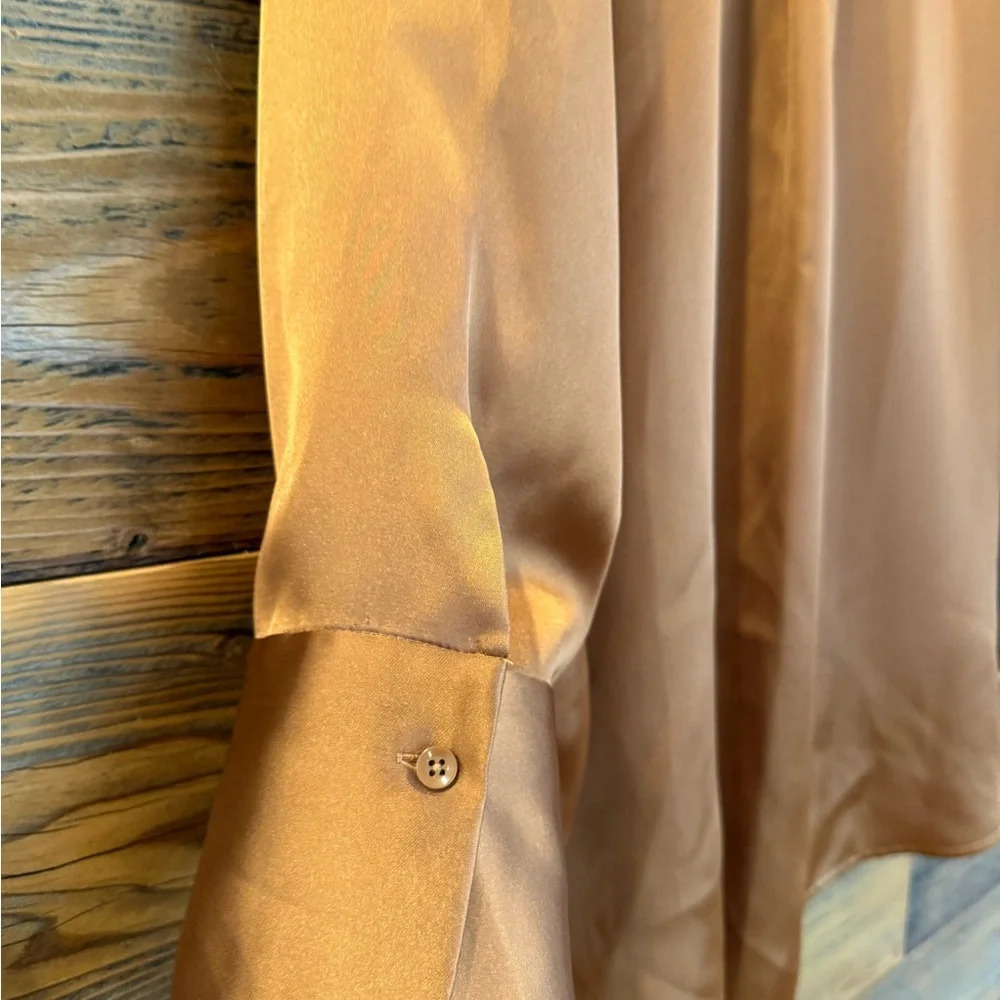 Alice + Olivia Finley Utility Oversized Copper Satin Blouse NWT - Picture 2 of 15